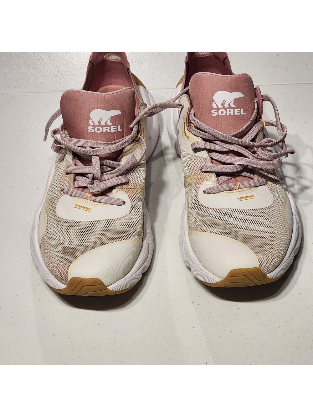 Sorel NL4699-191 Women's Pink White Beige Mesh Low Top Sneakers Athletic